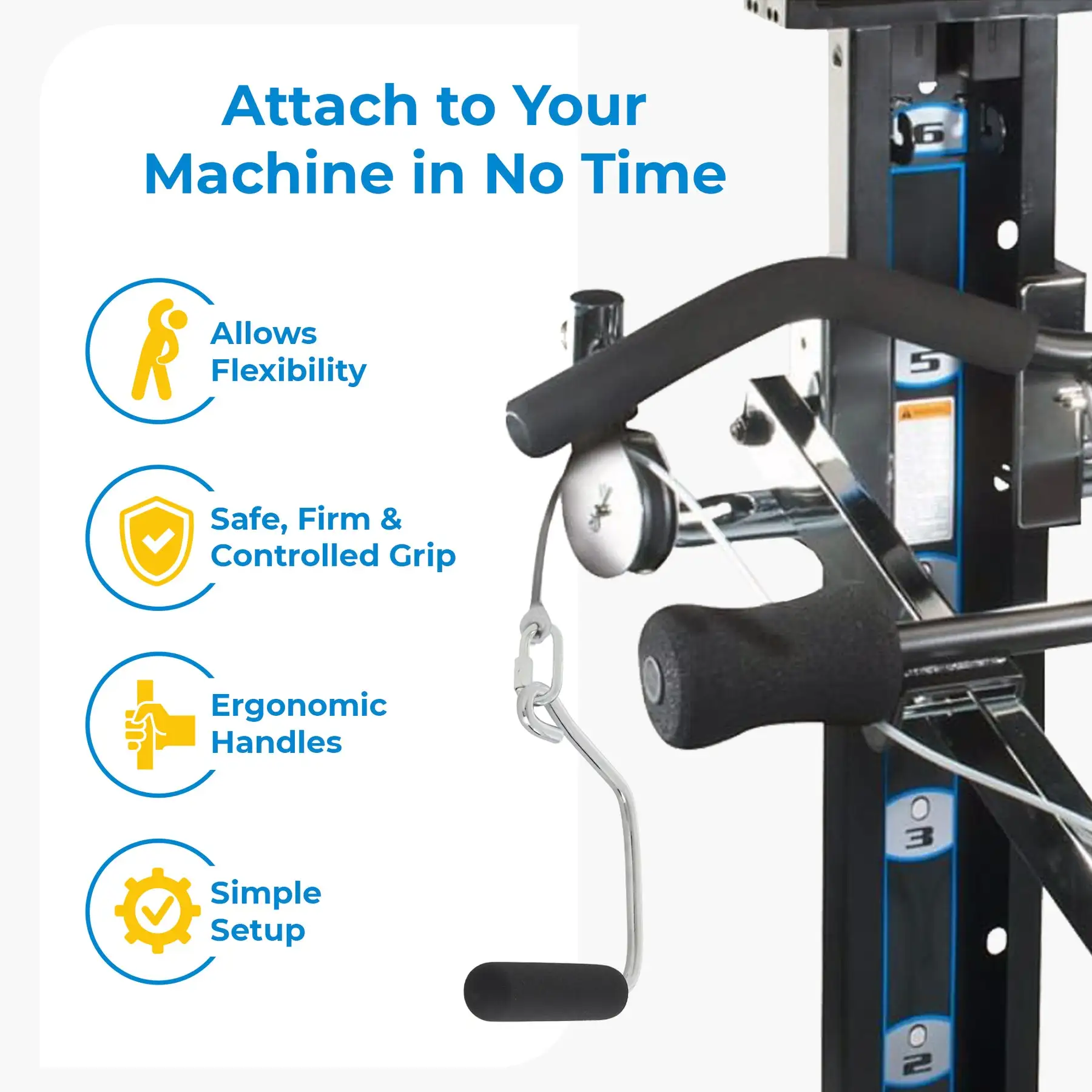 Total Machine Set Total Gym 17500 Open Ended Chrome Handles for Total Gym Home Workout ...