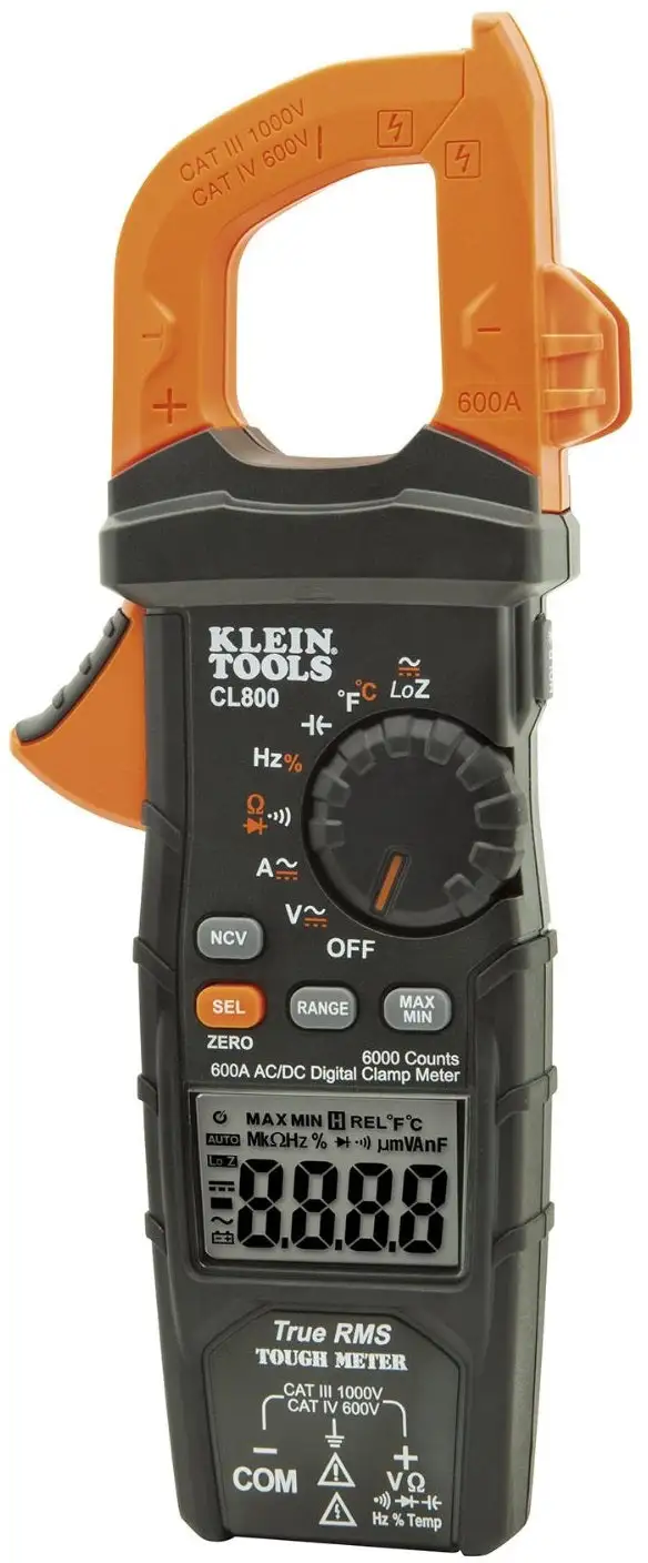 Klein Tools CL800 True RMS AC/DC Auto-Ranging 600 Amp Digital Clamp Meter