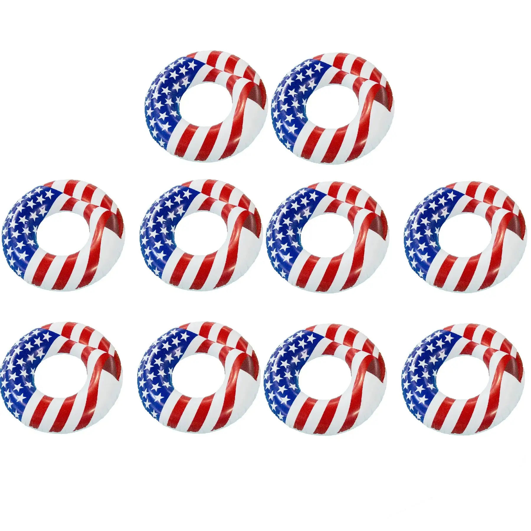 Swimline 36 Inch Inflatable American Flag Swimming Pool Tube Float (10 Pack)