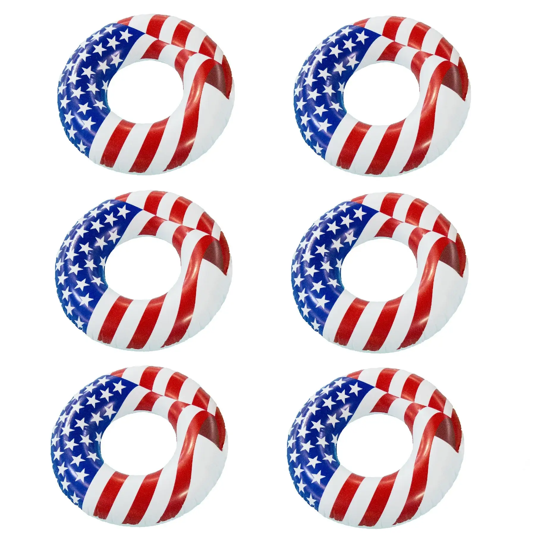 Swimline 36 Inch Inflatable American Flag Swimming Pool Tube Float (6 Pack)