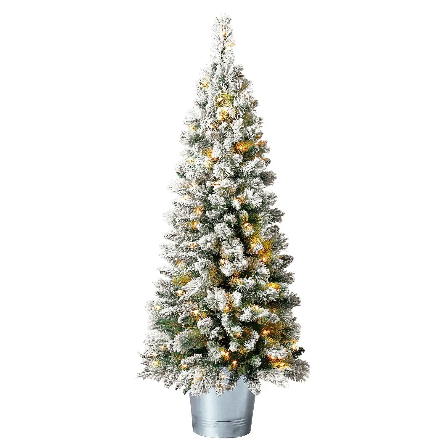 Home Heritage Entryway Pot 4.5' Artificial Prelit Christmas Tree w/ Metal Base