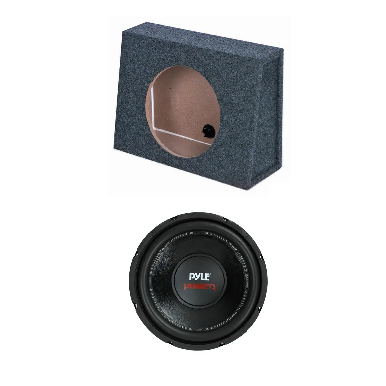 QPower 12 Inch Single Slim Shallow Subwoofer Box and Pyle 1600 Watt Subwoofer