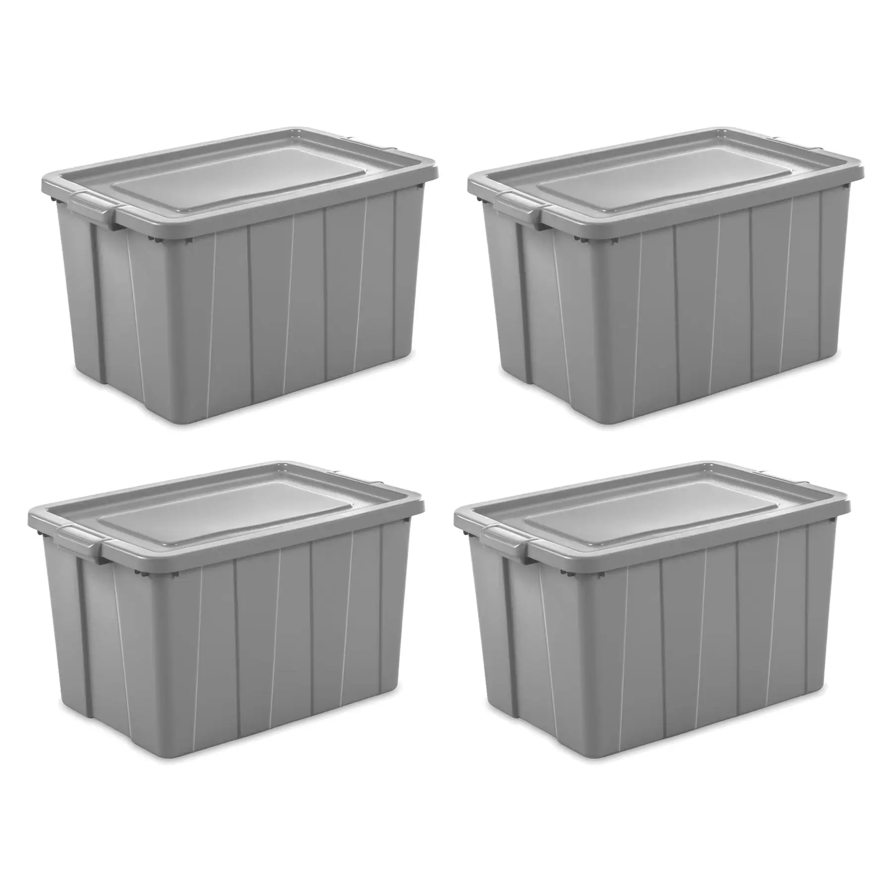 Sterilite 30 Gallon Tuff1 Storage Tote, Stackable Plastic Bin with Lid, 4 Pack