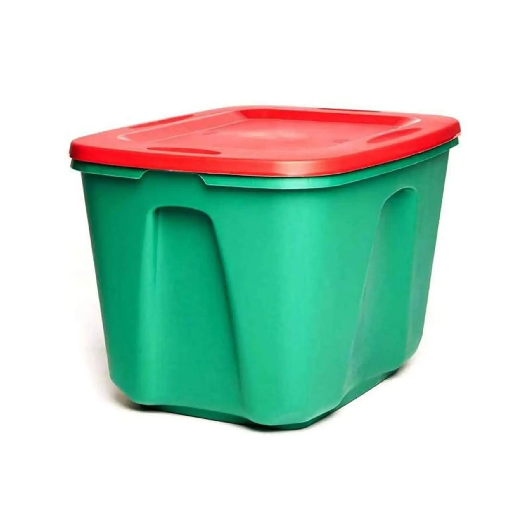 HOMZ 18 Gallon Heavy Duty Plastic Holiday Storage Totes, Green/Red (4 Pack)