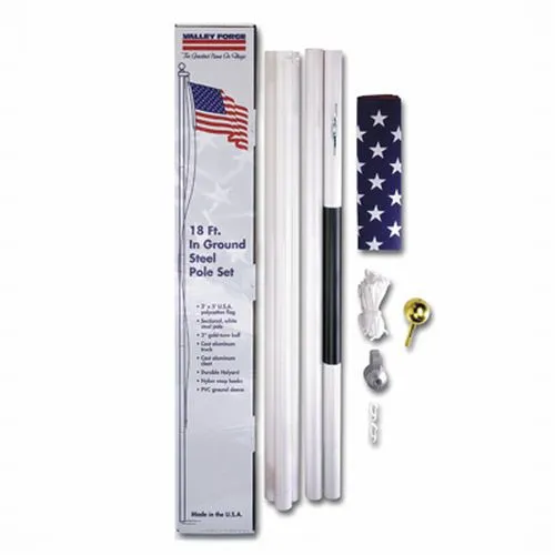 Valley Forge SFP18F-S Residential In-Ground Flag Pole Kit with US Flag
